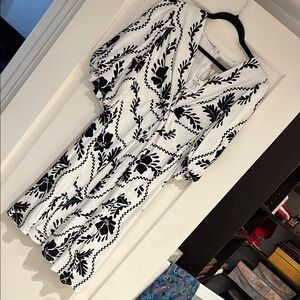 Chic Women's Dress with Black Floral Design